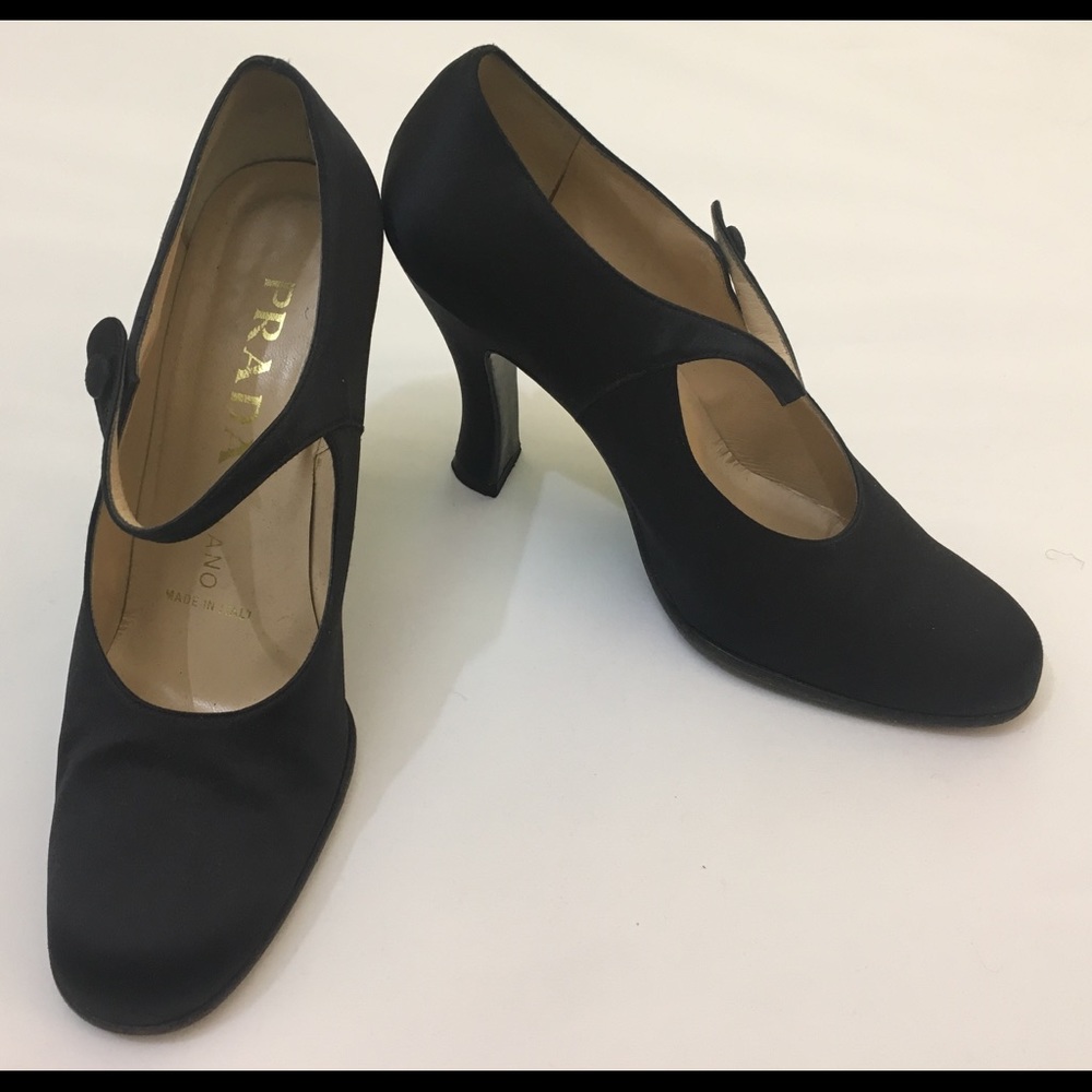 Prada Black Satin heels Size 7.5